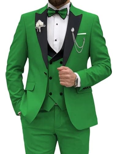 Wangyue Men's Slim Fit Tuxedo 3-Piece Suit for Wedding Party Prom Dinner