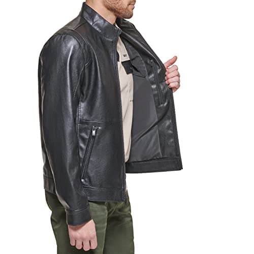 Men's Faux Leather Racer Jacket by DOCKERS
