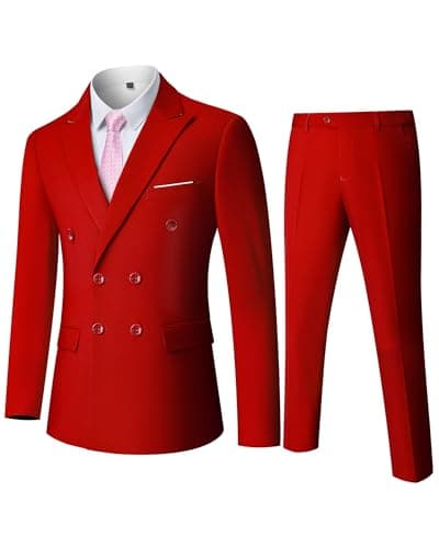 YND Men's Slim Fit 3 Piece Stretch Suit with One Button Blazer Pants, Party & Wedding