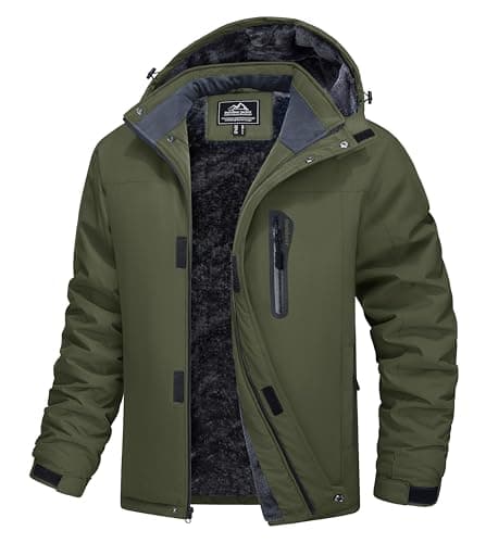 MAGCOMSEN Men's Water Resistant Winter Ski Snow Rain Jacket with Hood