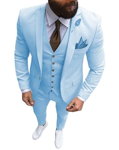 Wangyue Men's Slim Fit 3 Piece Suit Set