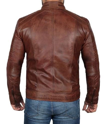 Decrum Men's Black and Brown Real Leather Jacket