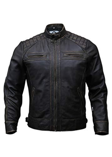 Artistry Leather Mens Genuine Black Biker Jacket | Vintage Brown Distressed