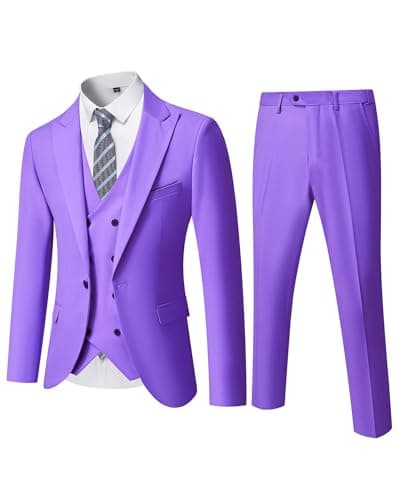 YND Men's Slim Fit 3-Piece Business Suit Set with Blazer & Vest