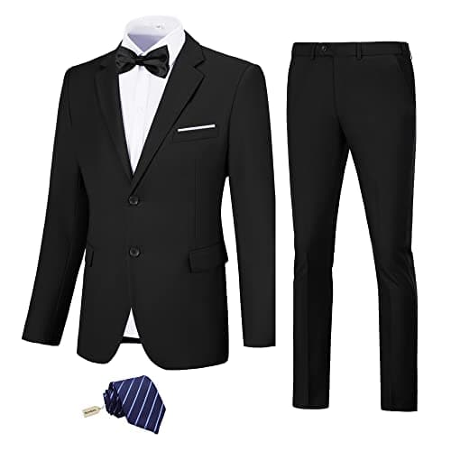 Slim Fit Suit Set for Men: Solid Color Jacket, Pants, and Tie