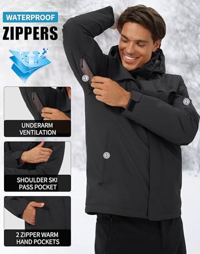 Pioneer Men's Waterproof Insulated Ski Jacket for Winter Snowboarding