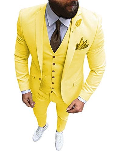 Solove-Suit Men's 3-Piece Regular Fit One-Button Formal Suit for Wedding