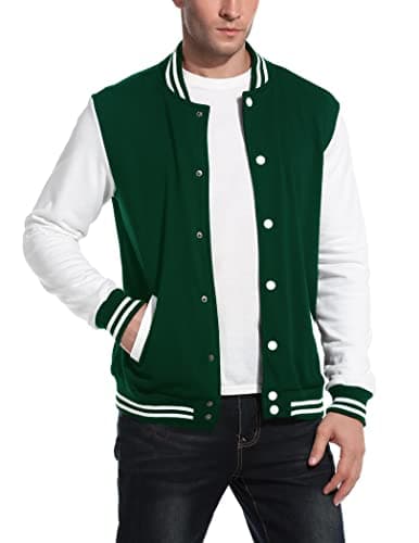 COOFANDY Men's Slim Fit Cotton Varsity Baseball Bomber Jacket