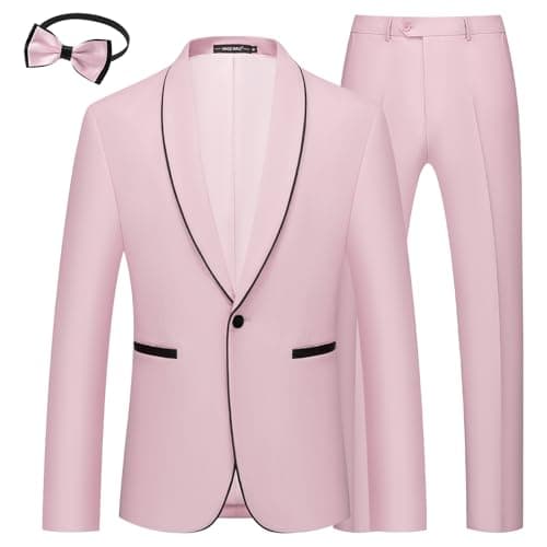 MAGE Mens Clashing Color Tuxedo Suit with Shawl Lapel Jacket and Pants