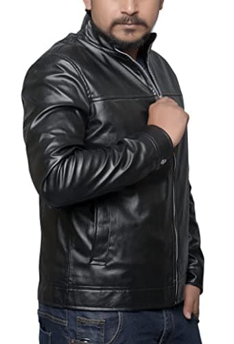 EASTIFIED Men's Slim Fit Lightweight Faux Leather Casual Motorcycle Jacket