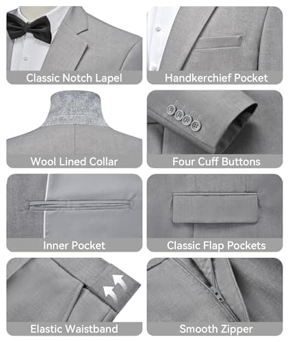 WEEN CHARM Men's Slim Fit 2-Piece Two Button Blazer Suit for Wedding Prom