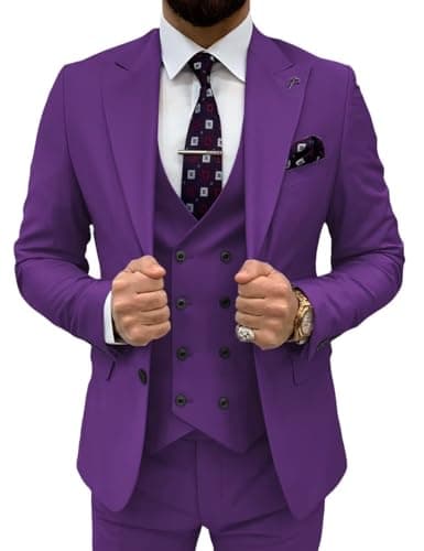 TIJOFA Men's Classic Double Breasted Suit for Wedding & Formal Events