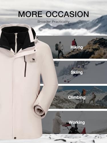 CAMEL Men's 3 in 1 Winter Waterproof Ski Jacket