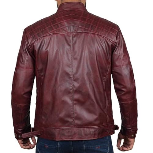 JEsilunmaMY Men's Distressed Punk Leather Jacket Vintage Motorcycle Bomber Coat