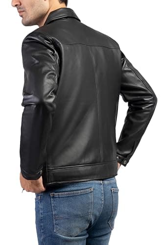 Premium Leather Jacket for Men - Classic Polo Collar Style for Everyday Wear