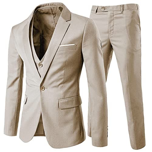 Cloudstyle Men's Slim Fit Notched Lapel 3-Piece Formal Suit Jacket & Pants Set