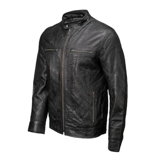 Milwaukee SFM1866 Classic Men's Black Premium Leather Motorcycle Jacket