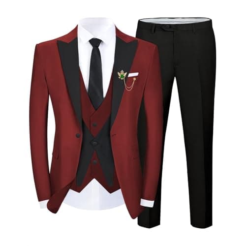 SPTALLFITJSV Slim Fit 3-Piece Men's Wedding Suit Set