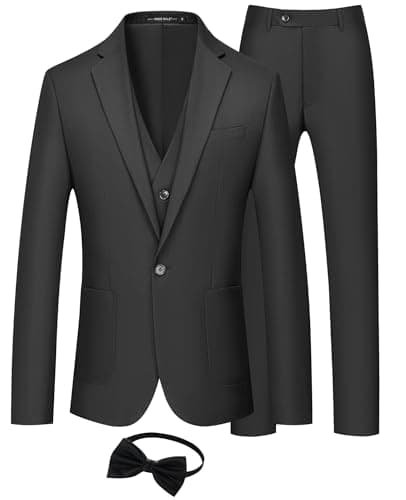 MAGE Men's Slim Fit Tuxedo Suit 3-Piece Set for Weddings and Proms