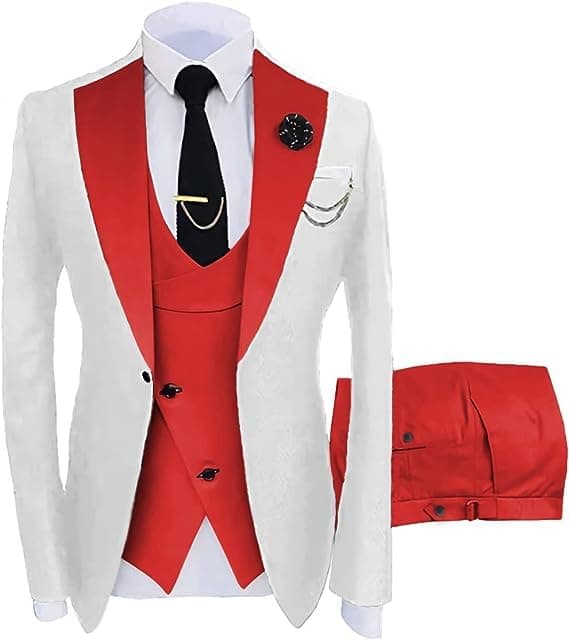 Wangyue Men's Slim Fit 3-Piece Suit for Weddings and Formal Events