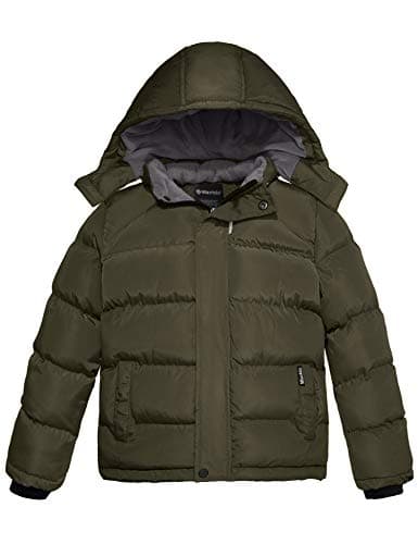 Wantdo Boys' Fleece Waterproof Winter Puffer Jacket with Hood