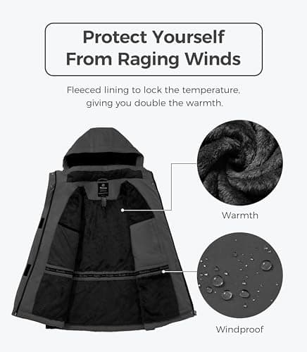 wantdo Women's Waterproof Ski Jacket | Warm Winter Windproof Fleece Rain Coat