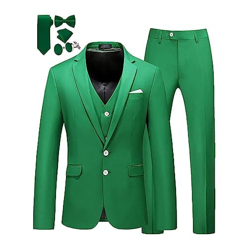 MUGU Mens Slim Fit Pure Color Tuxedo 3 Piece Suit for Wedding Prom