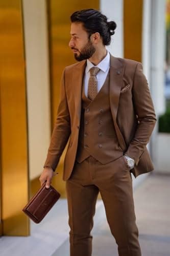 TIJOFA Men's Classic Double Breasted Suit for Wedding & Formal Events