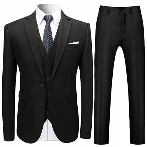 Cloudstyle Mens Classic Fit 3-Piece Wedding Dress Suit Jacket, Vest & Pants