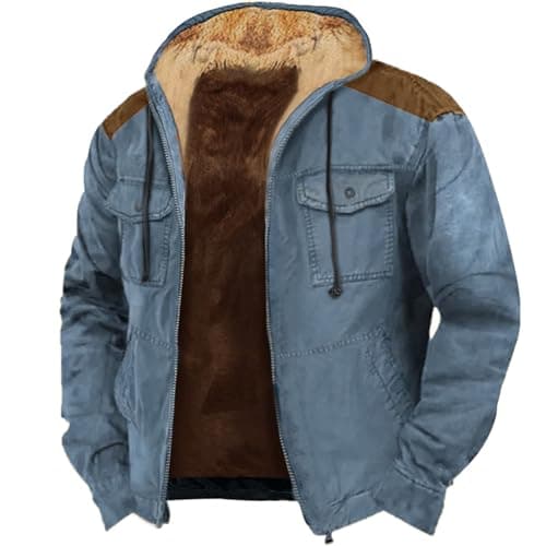 Thick Fleece Full Zip Hoodie for Men Sherpa Lined Warm Coat
