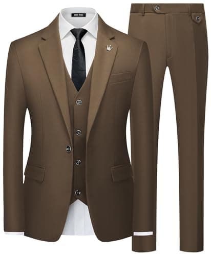 MAGE MALE Men's Slim Fit 3-Piece Tuxedo Suit Set with Blazer, Vest, Pants, and Tie for Prom and Weddings