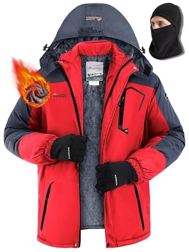 WOSONG Men's Winter Ski Coats, Fleece-Lined & Balaclava, Waterproof & Windproof
