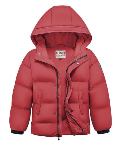 Boys Winter Hooded Puffer Jacket for Outdoor - Simplified English
