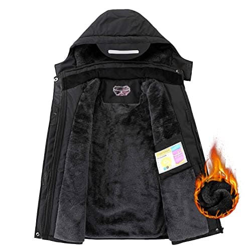 COOKFIP Kids' Waterproof Fleece Winter Snow Coat Windproof Hooded