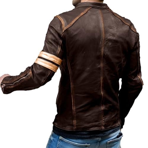 Genuine Lambskin Distressed Black Leather Jacket for Men - Café Racer Style