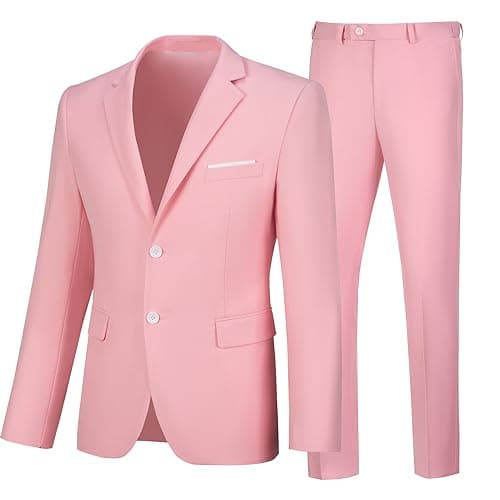 Elionm Men's Slim Fit 2-Piece Business Wedding Tuxedo Suit Jacket and Pants