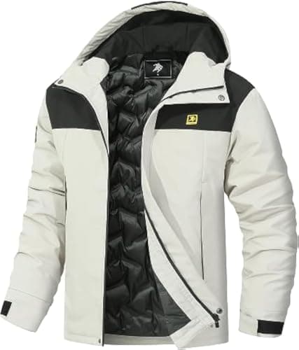 YYCABGTI Men's Warm Winter Ski Jacket Windproof & Waterproof Hickory Brown Snowboarding Coat