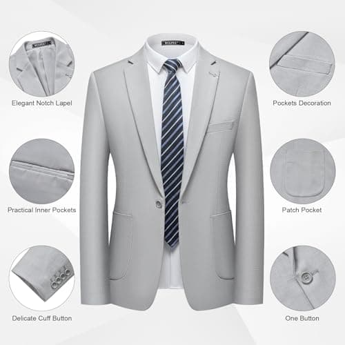 WULFUL Men's Slim Fit Suit Set for Party, Wedding & Business