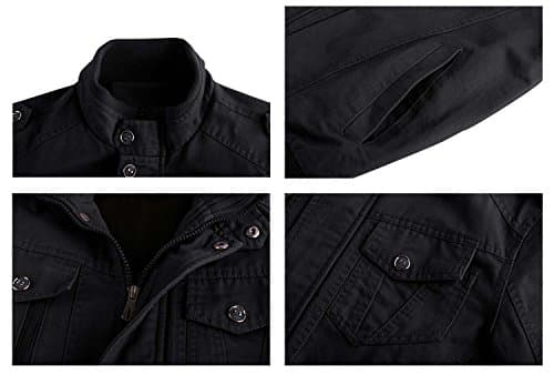 CRYSULLY Men's Casual Windbreaker Jacket with Cargo Pockets