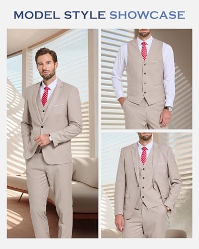 Slim Fit Men's 3-Piece Suit Set with Tie