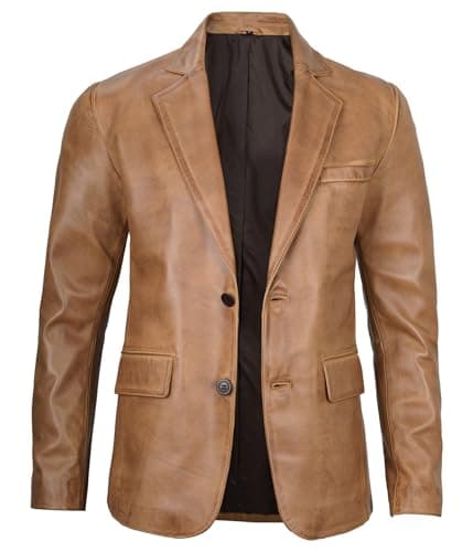 Black & Brown Real Lambskin Leather Blazer for Men