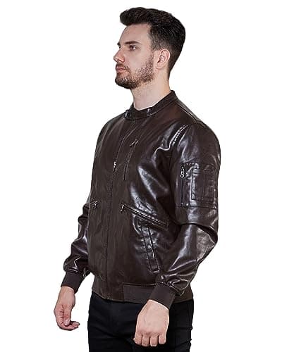 Men's Faux Leather Bomber Jacket
