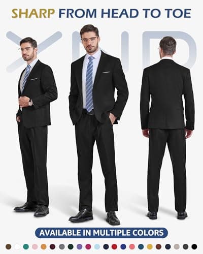 YND Men's Slim Fit 2-Piece Suit with Notch Lapel Jacket & Pants Set