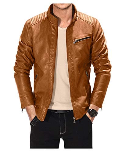 Black Men's Lightweight Leather Jacket for Motorcycling