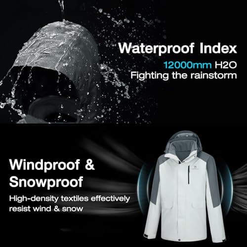 Men's 3-in-1 Waterproof Ski Jackets with Inner Fleece Coat