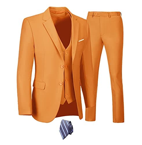 Men's 3-Piece Slim Fit Suit Set - Wedding Business Tuxedo with Blazer, Vest, Pants & Tie
