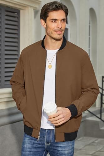 MAGCOMSEN Men's Lightweight Zip Up Windbreaker Coat with Pockets Spring Fall