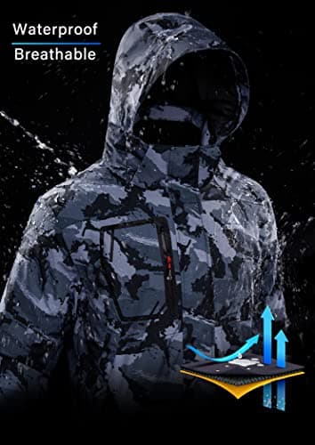 Athrock Mens Winter Waterproof Fleece Snowboard Coats Hooded Ski Jacket