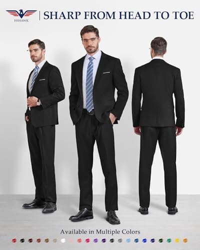 Hihawk Men's Slim Fit Suit with Stretch Jacket and Pants Set