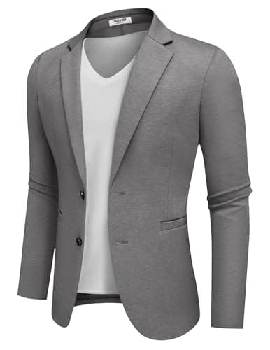 COOFANDY Men's Casual Two-Button Knit Blazer Lightweight Sport Coat Suit Jacket